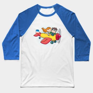 children fly in a yellow plane and take photos Baseball T-Shirt